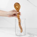 30cm (11.8") Olive Wood Cooking Spoon, Handmade with Curvy Handle - Image 5