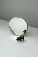 Cosmetic round mirror | oak wood or black - Image 6